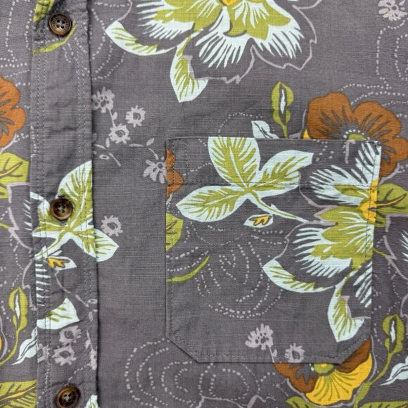 Jack Oneill Mens XL Gray Floral Hawaiian Button Down Short Sleeve Shirt - Picture 3 of 8